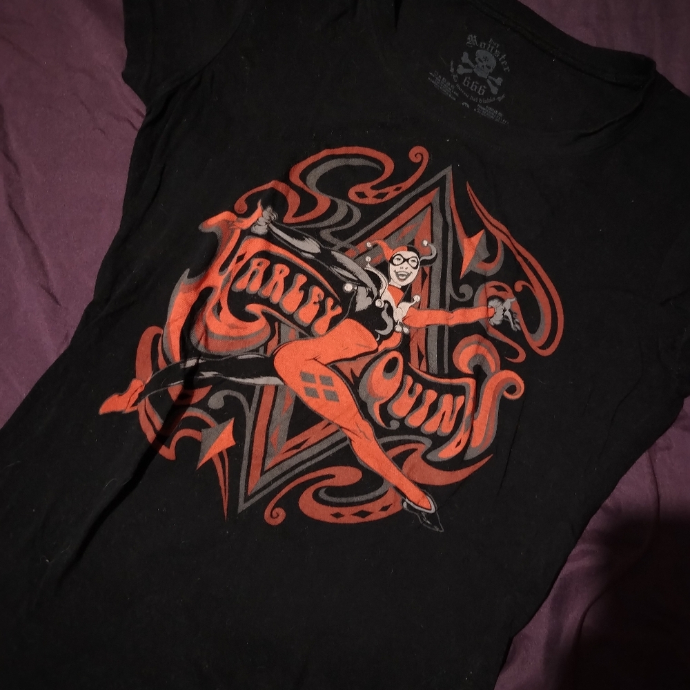 Harley Quinn Graphic Tee - Black & Red Women's Shirt Medium